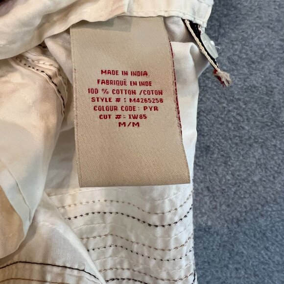 Guess Men M Pleated Button Down Short Sleeve Creamy Stripe - Picture 11 of 13